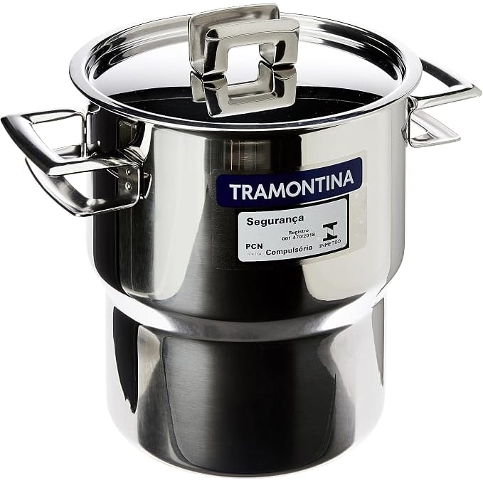 Cuscuzeira Tramontina Brava inox de 14 cm e 2,1 L